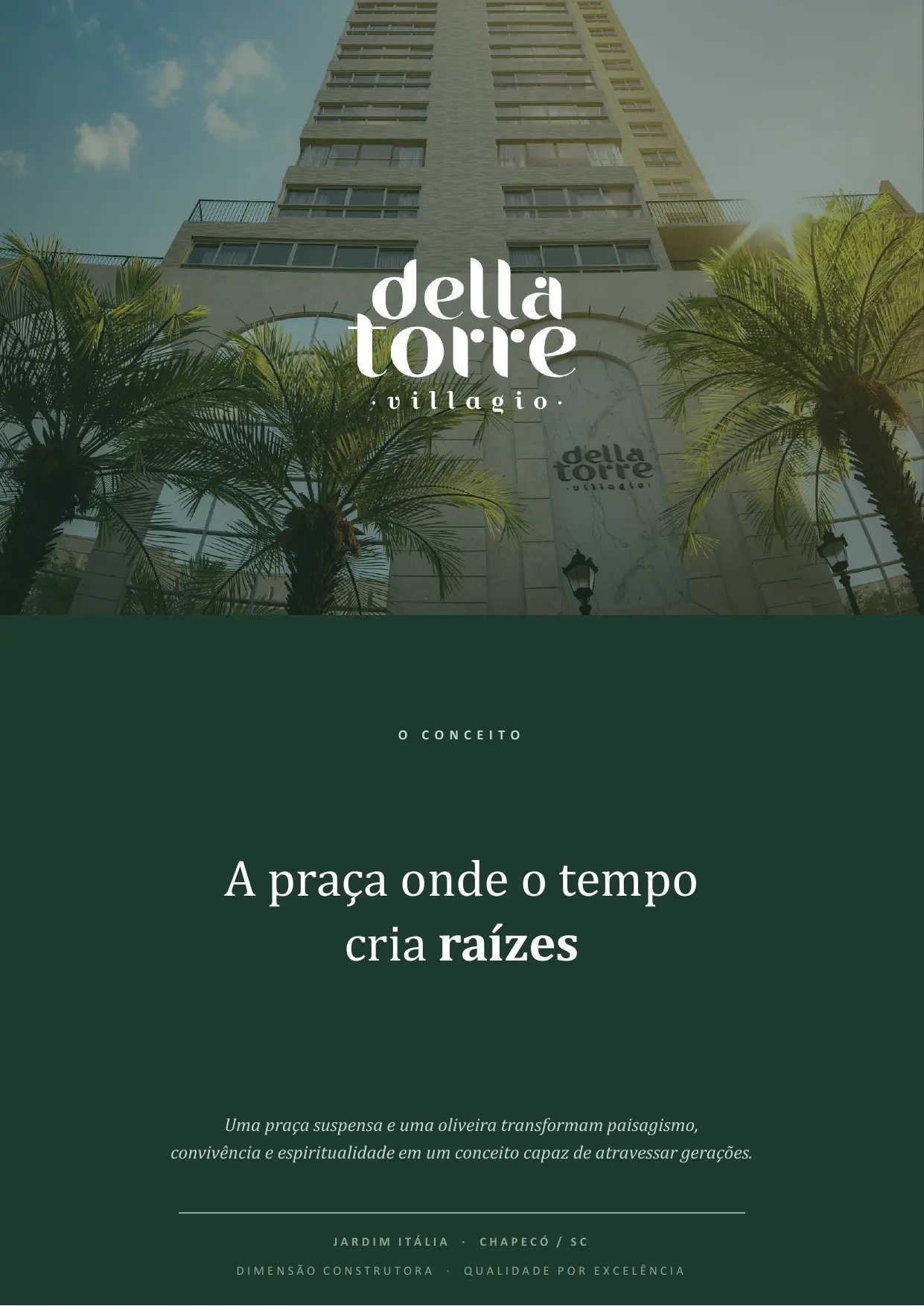 Capa do editorial A praça onde o tempo cria raízes, do Della Torre Villagio