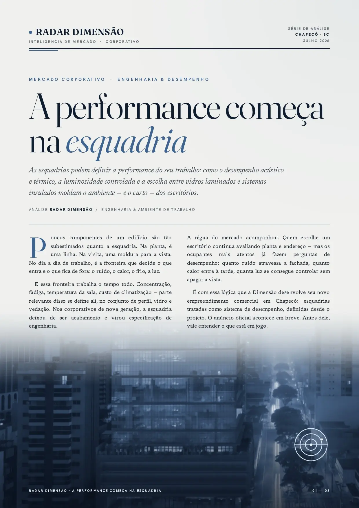 Capa do Radar Dimensão A performance começa na esquadria